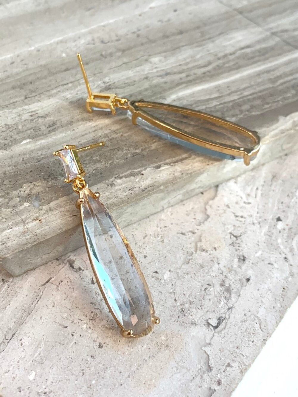 NEW~ Anthropologie Studio Bride Baguette Dewdrop Earrings - Picture 8 of 13